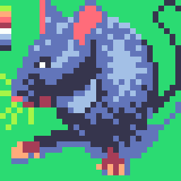 32 by 32 pixel art of sitting mouse, grooming