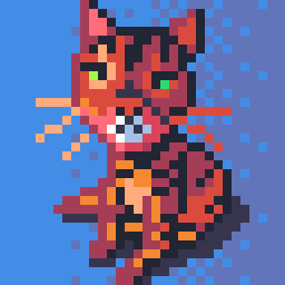 32 by 32 pixel art of a bengal cat sitting