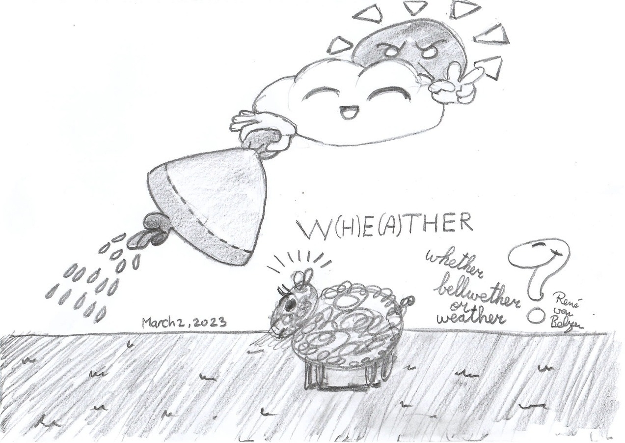 My contribution for the micro.blog challenge for March 2, weather. It is a photo of a pencil-on-paper drawing of the concept weather. To dry-spell or not to dry-spell, that is the question we all ask ourselves. #mbmar