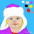animated GIF of process video of drawing baby girl in winter coat