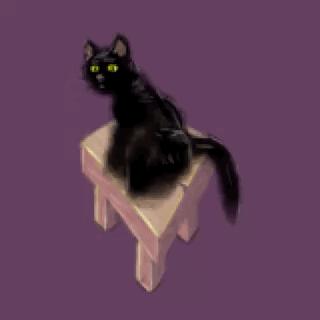 drawing process of a cat on a stool