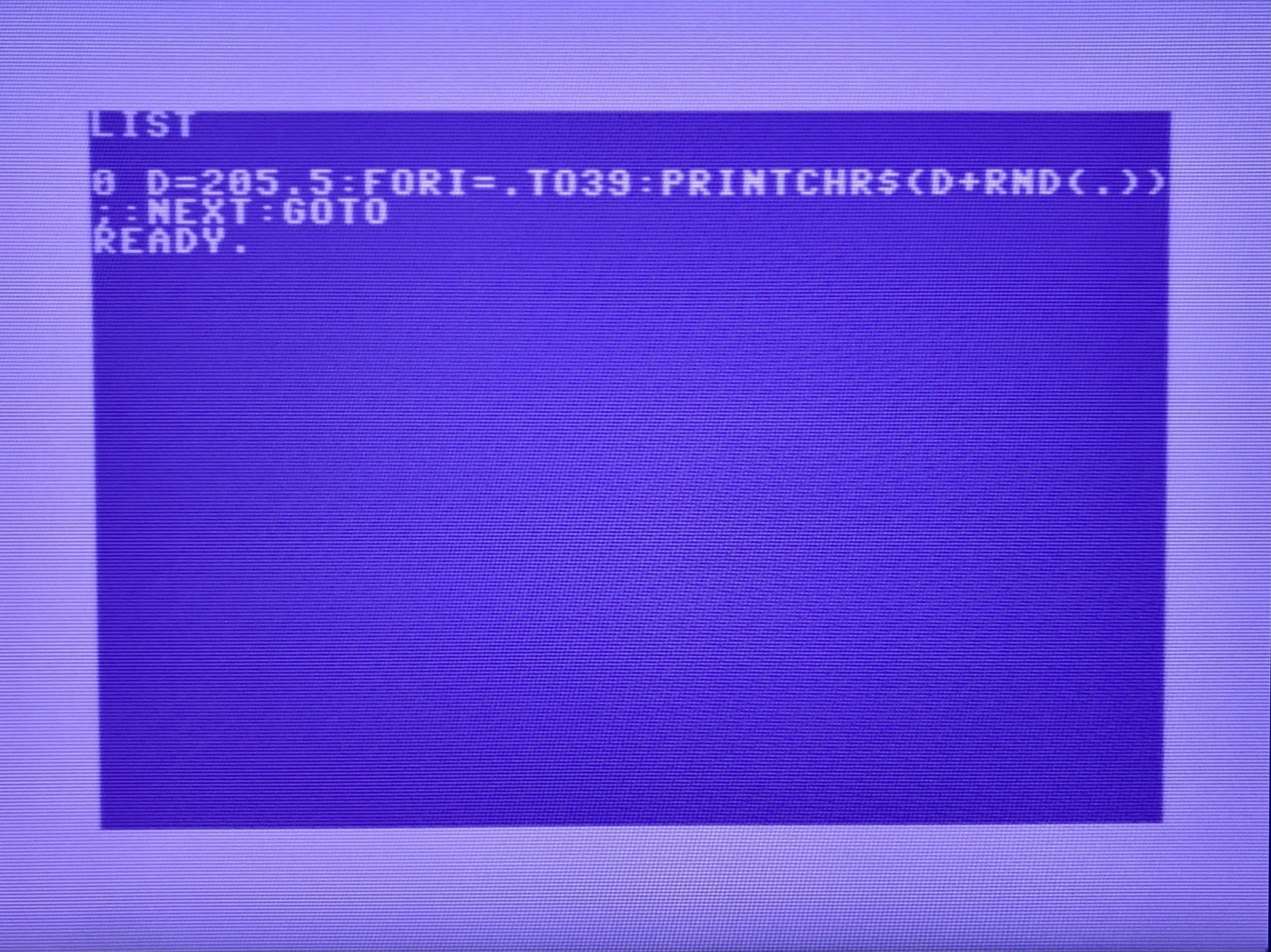 screenshot of Commodore 64 Basic code for a random maze