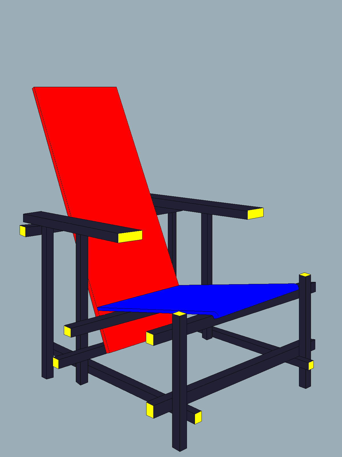 Digital sketch of a Red and Blue chair, drawn in Procreate on iPad.