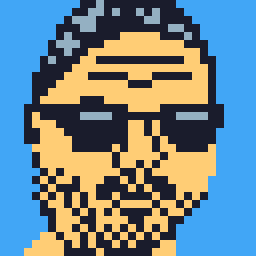pixel art portrait of bearded man with sunglasses