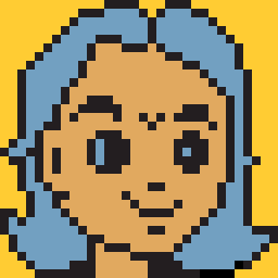 pixel art portrait of smiling woman
