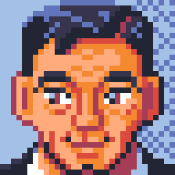 32 by 32 pixel art of Robert Vaughn in his younger years as Napoleon Solo in the tv series the Man from U.N.C.L.E.