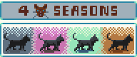 96 by 40 pixel art representing a cat walking through four seasons as colors