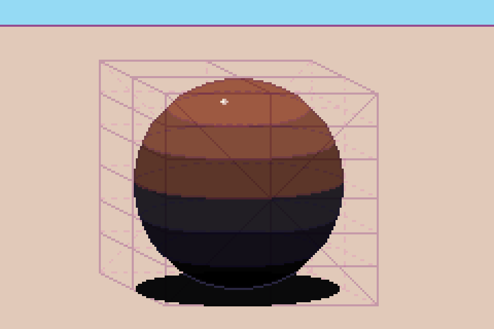 pixel art of a ball with a shadow