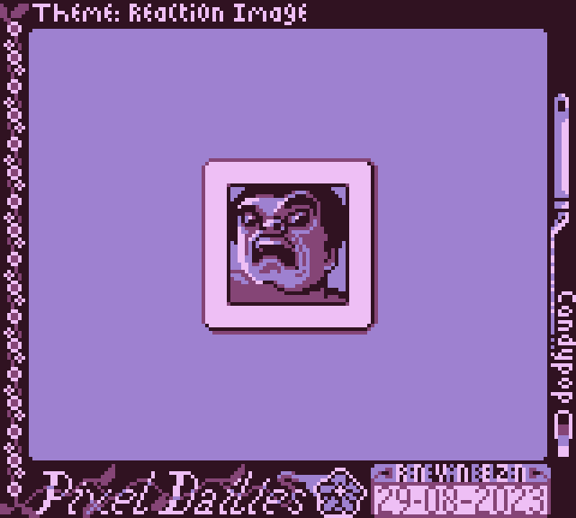 pixel art for Pixels Dailies, theme Reaction Image, where someone has a WTF face