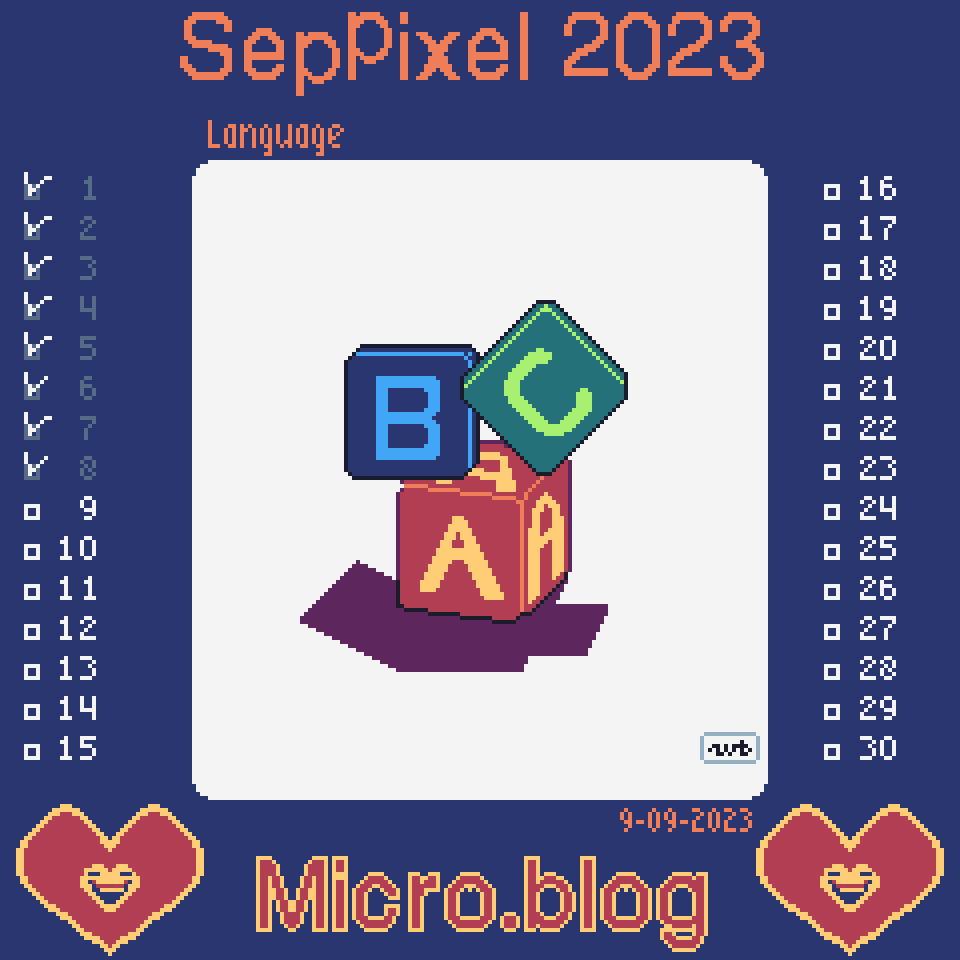 pixel art of three blocks with the letters A, B, and C