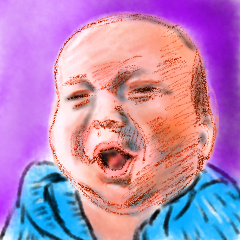 rough sketch of a baby boy having a tantrum