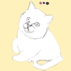 rough colored sketch of kitten