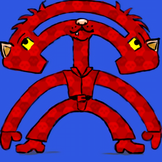 Letters A and I stylized into a antropomorphic cat, with red skulls as a filling
