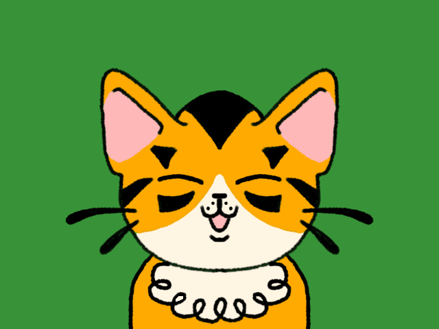 simple illustration of a laughing cat