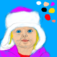 IbisPaint drawing of baby girl in winter coat