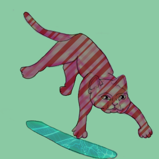 ibisPaint X drawing of a candy cane leaping cat