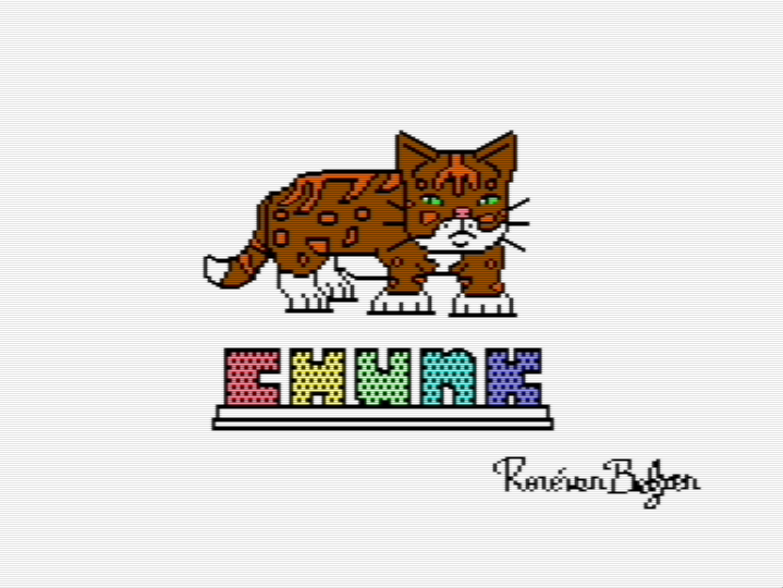 Commodore 64 multicolor bitmap image of a chunky cat illustration