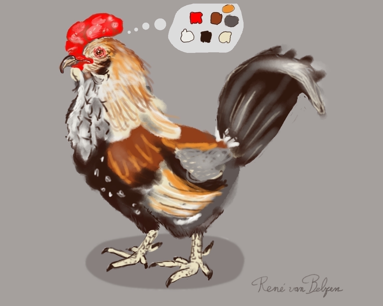 digital painting of a rooster