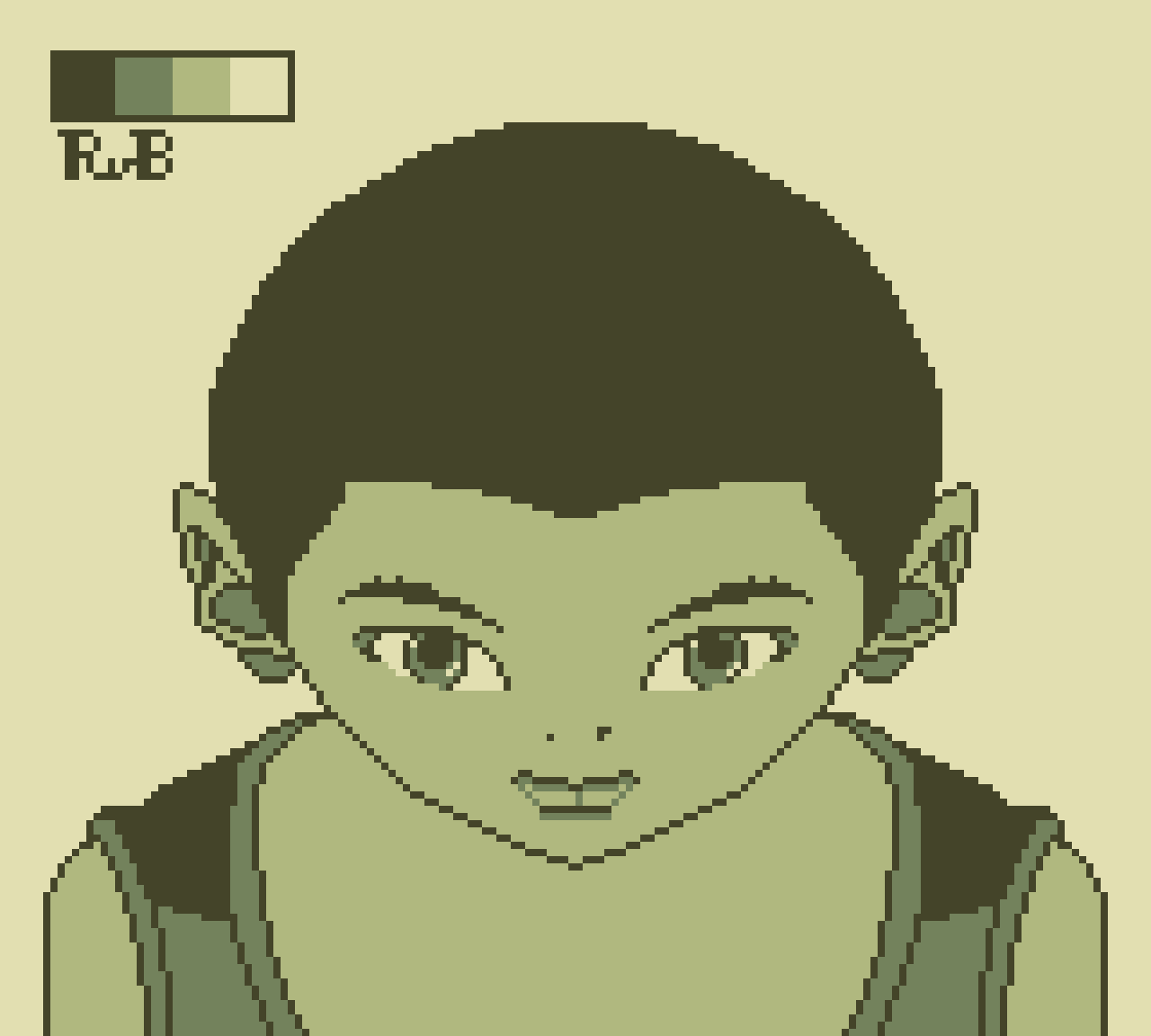 Game Boy pixel art of a boy looking up