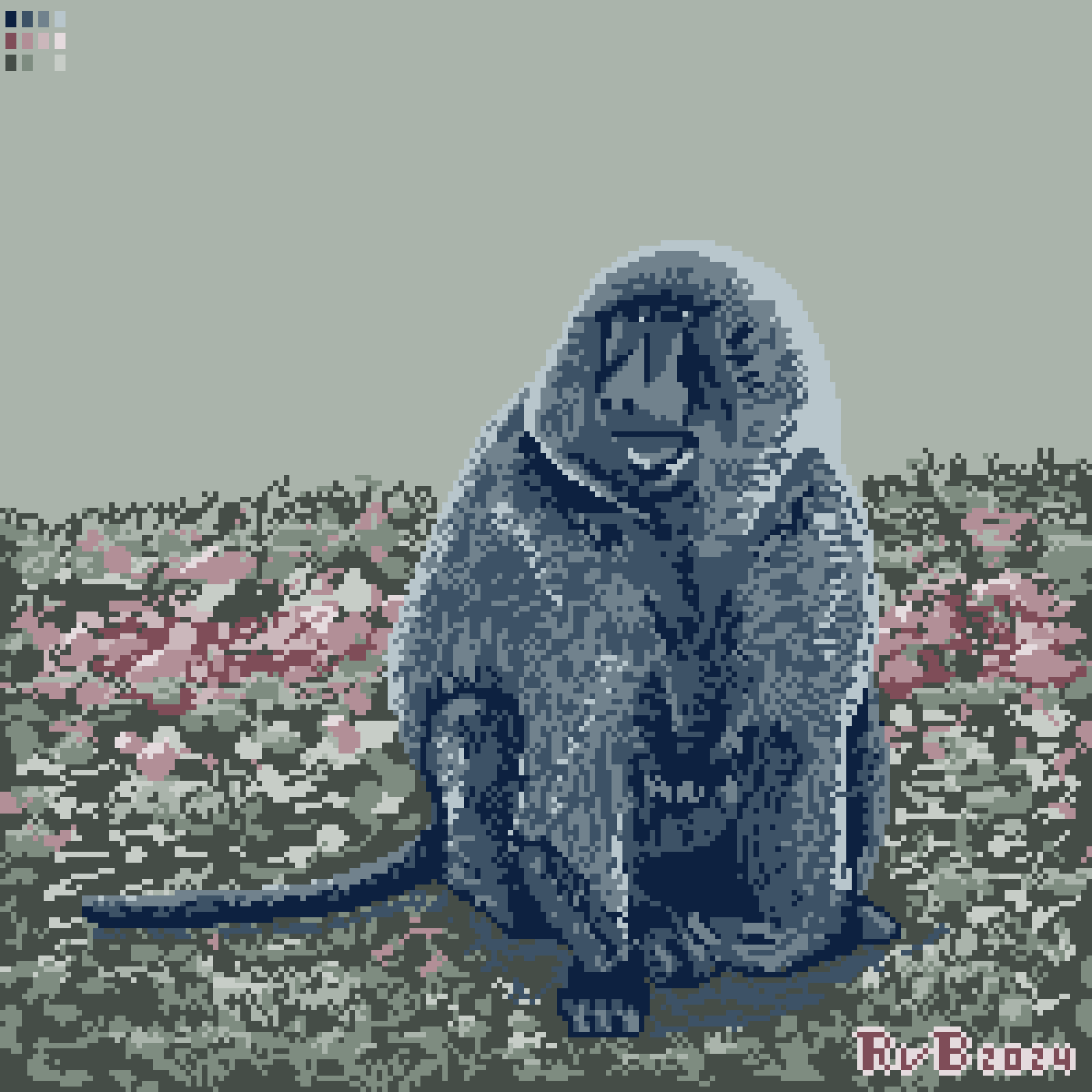 pixel art of a baboon