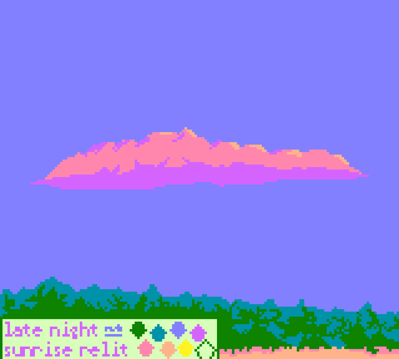 pixel art cloud over a forest