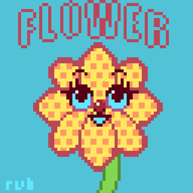 pixel art with flower wearing a cartoony face