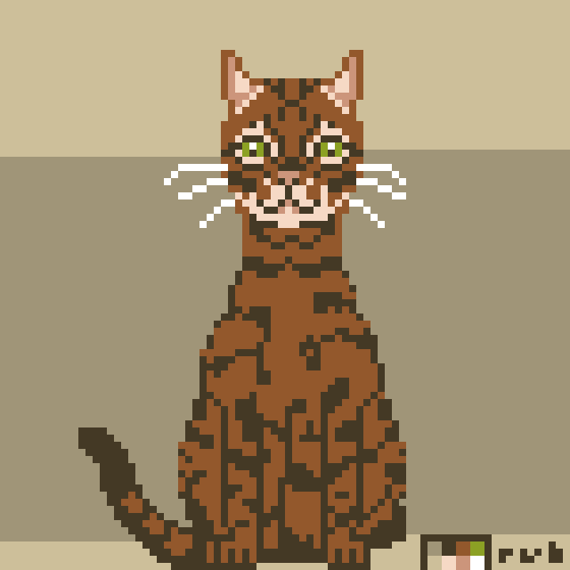 pixel art of bengal cat, sitting