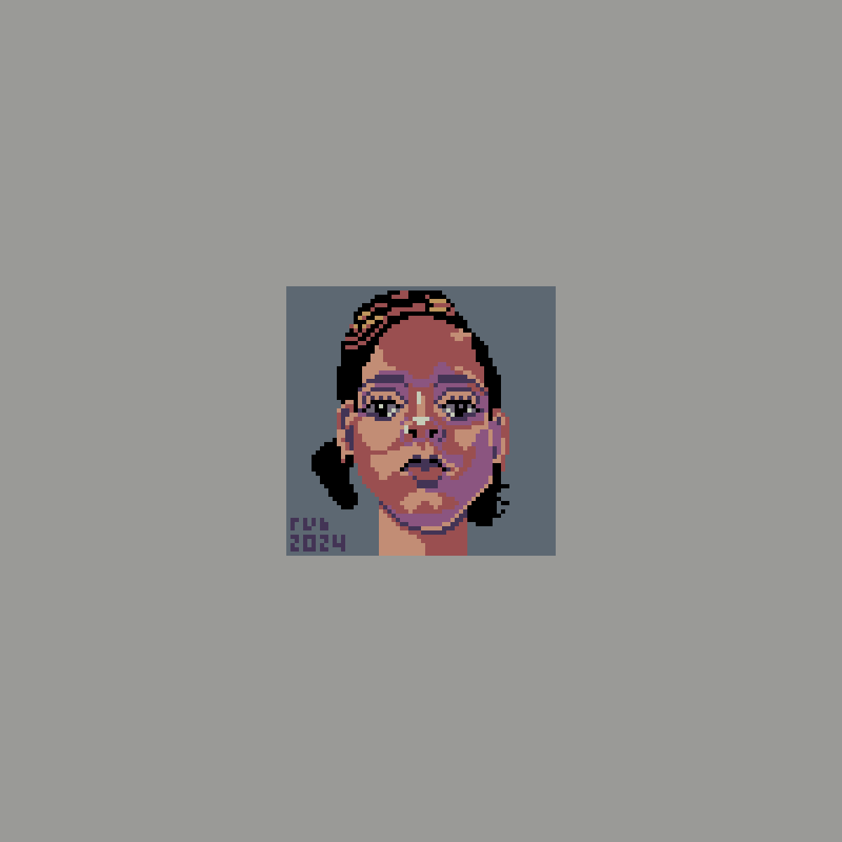 pixel drawing of a woman with pig tails
