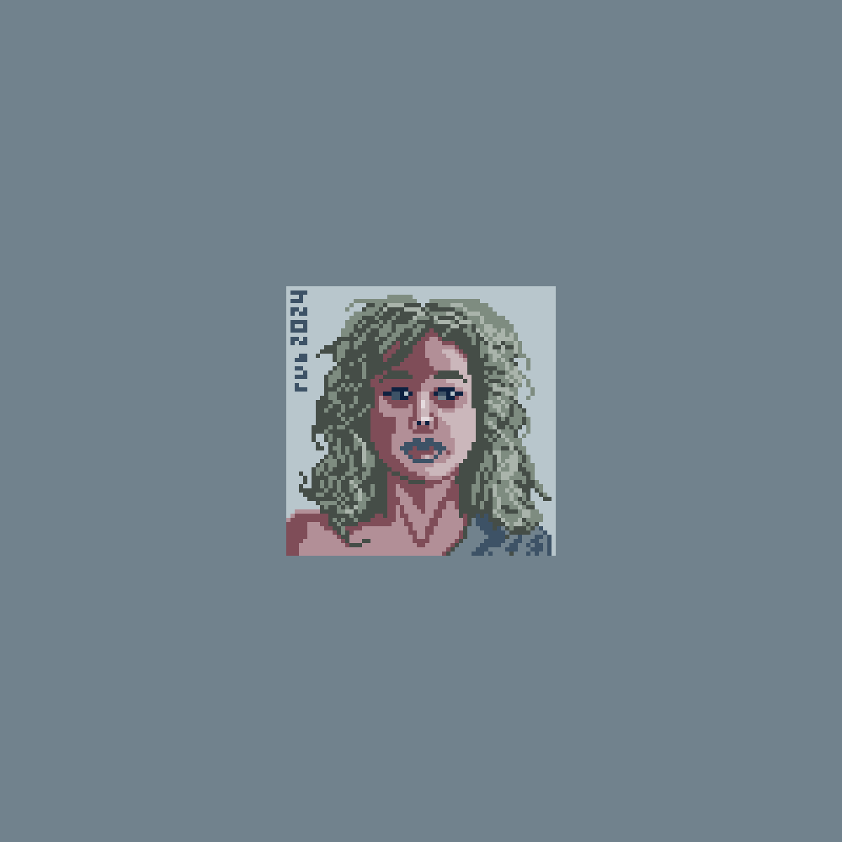 pixel drawing of portrait of woman