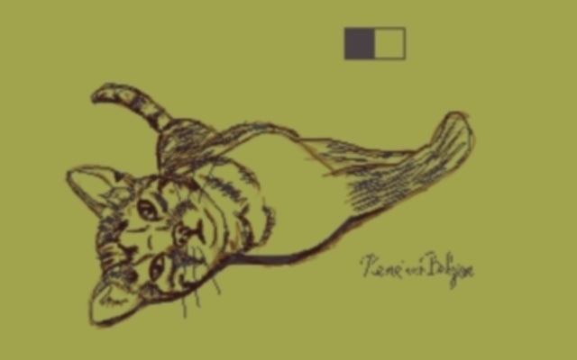 drawing of a cat lying on its side