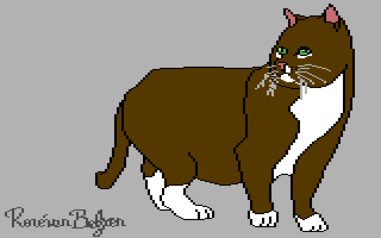 colored pixel art of the same cat in Pixaki