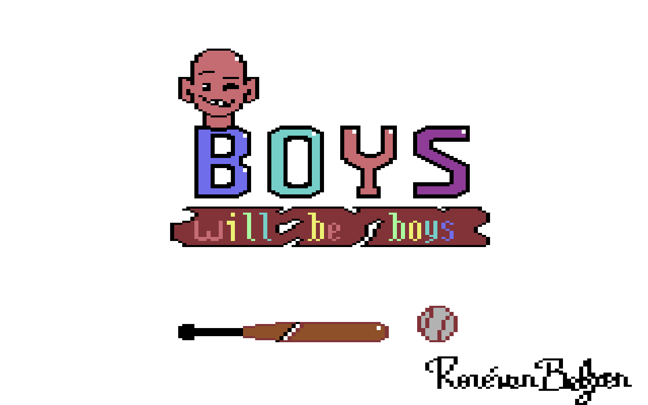 updated Commodore 64 multicolor illustration of Boys Will Be Boys