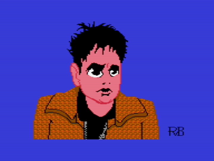 Commodore 64 multipaint drawing of an anime version of Rick Deccard