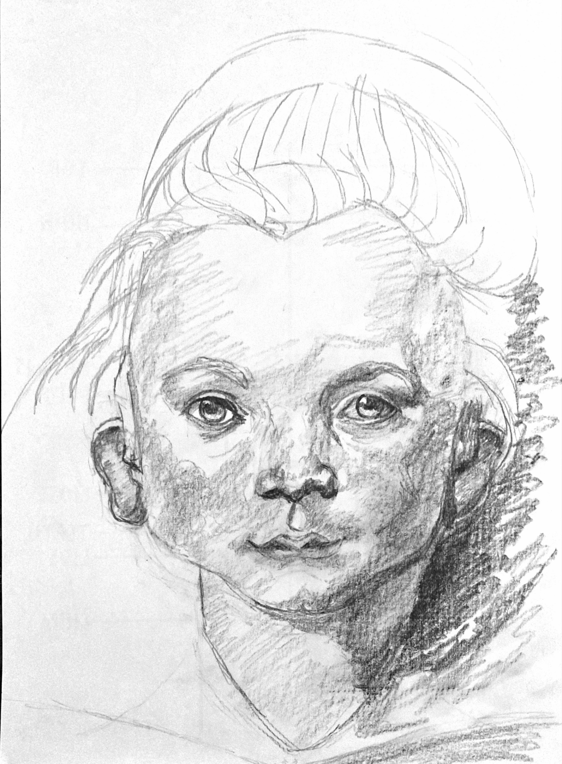Graphite drawing of girl