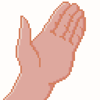 A pixel art depiction of a hand giving a high five.