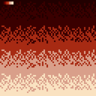 A pixelated pattern of varying shades of brown and beige creates a gradient effect from dark to light.