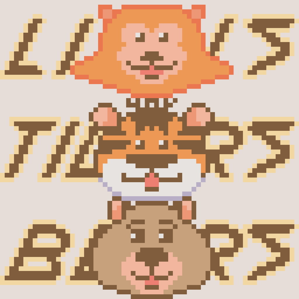 Three pixelated animal faces—lion, tiger, and bear—are stacked vertically with the text Lions Tigers Bears in the background.