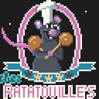 A pixelated rat wearing a chef's hat is featured in an arcade-style graphic with the word RATATOUILLE.