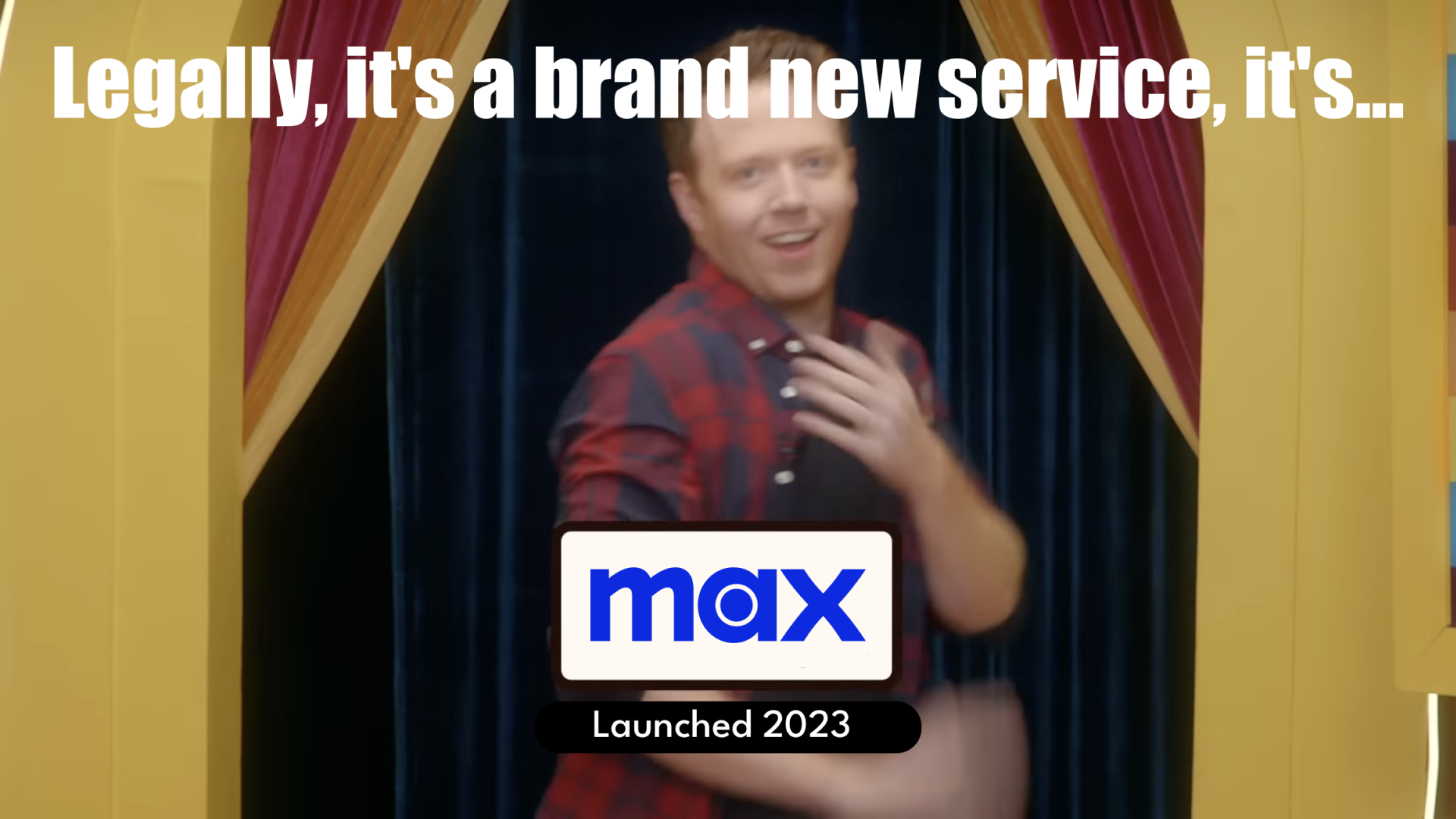 Screenshot with Brennan Lee Mulligan saying: Legally, it's a brand new service, it's Max, launched 2023.