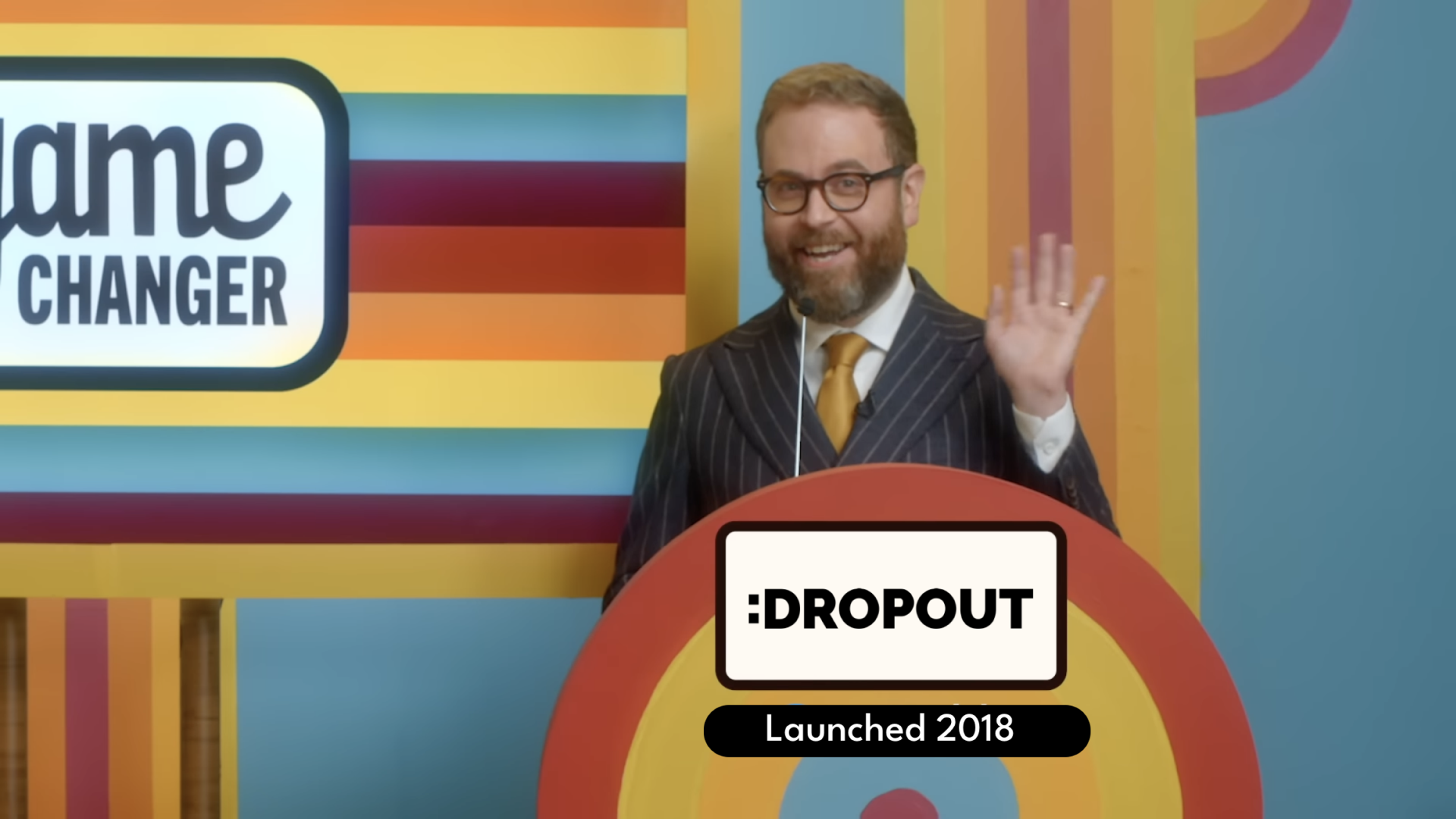 Screenshot with Sam Reich captioned: Dropout, launched 2018. Implied is Sam's catchphrase: I've been here the whole time.
