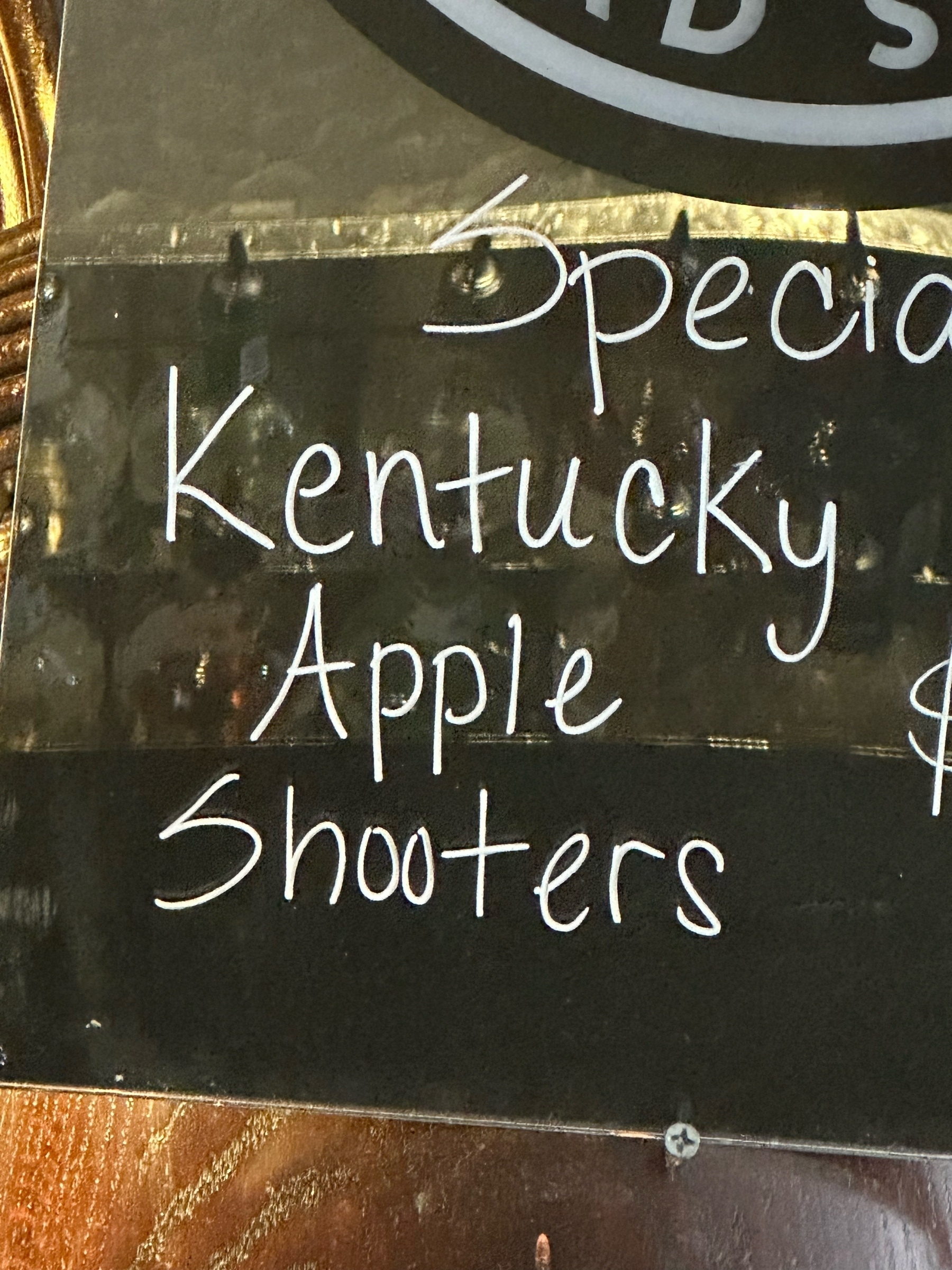 Kentucky Apple Shooters drink sign 