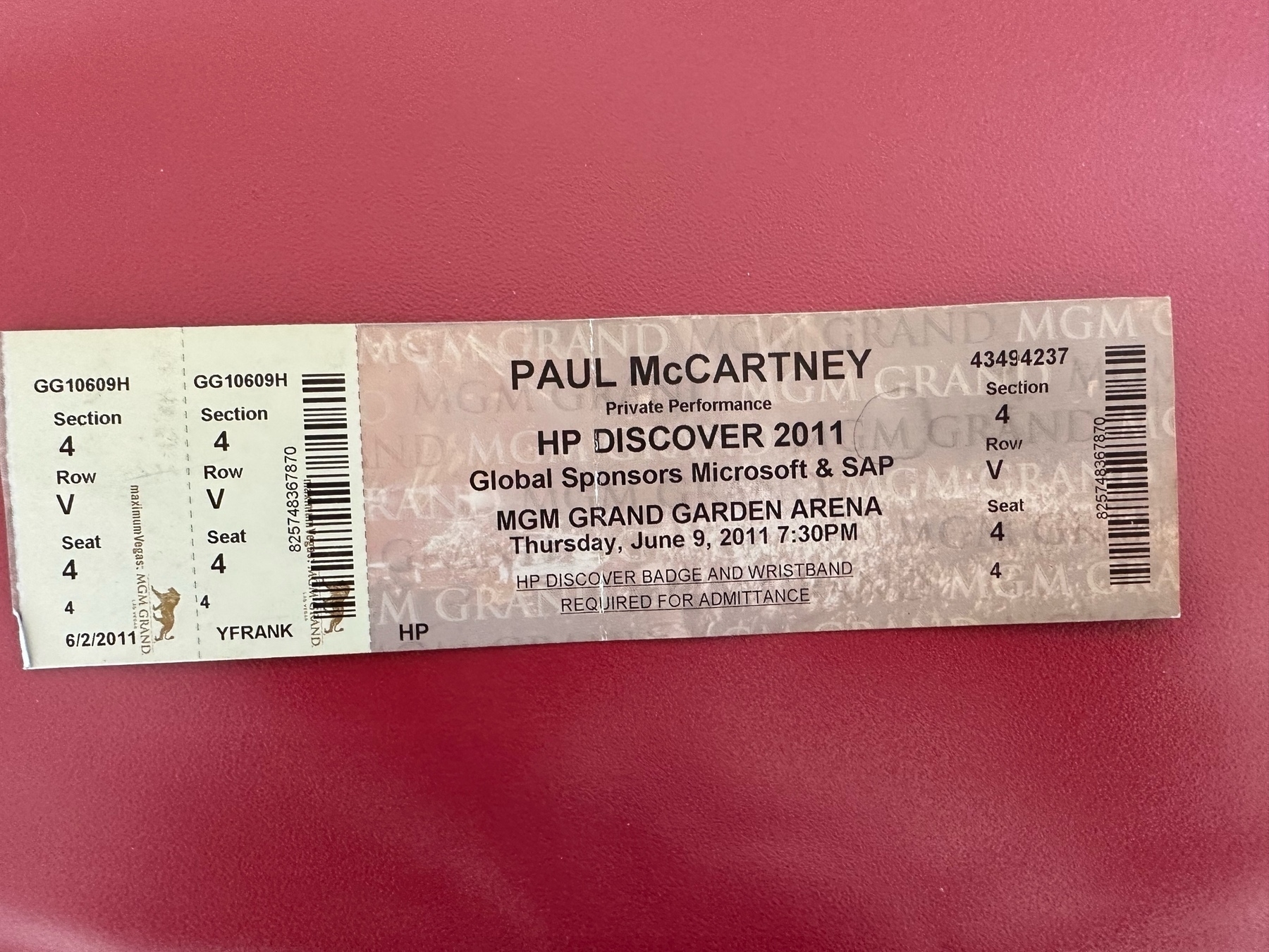 paul mccartney ticket 