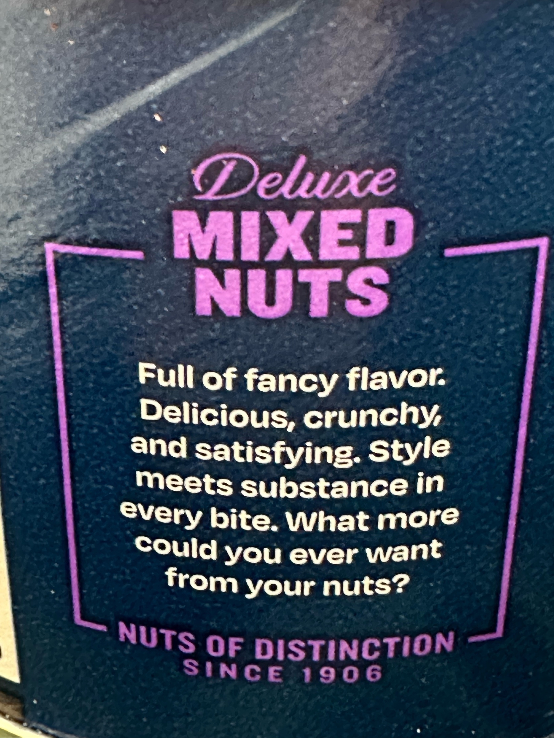 "full of fabcy flavor" nuts badging. 