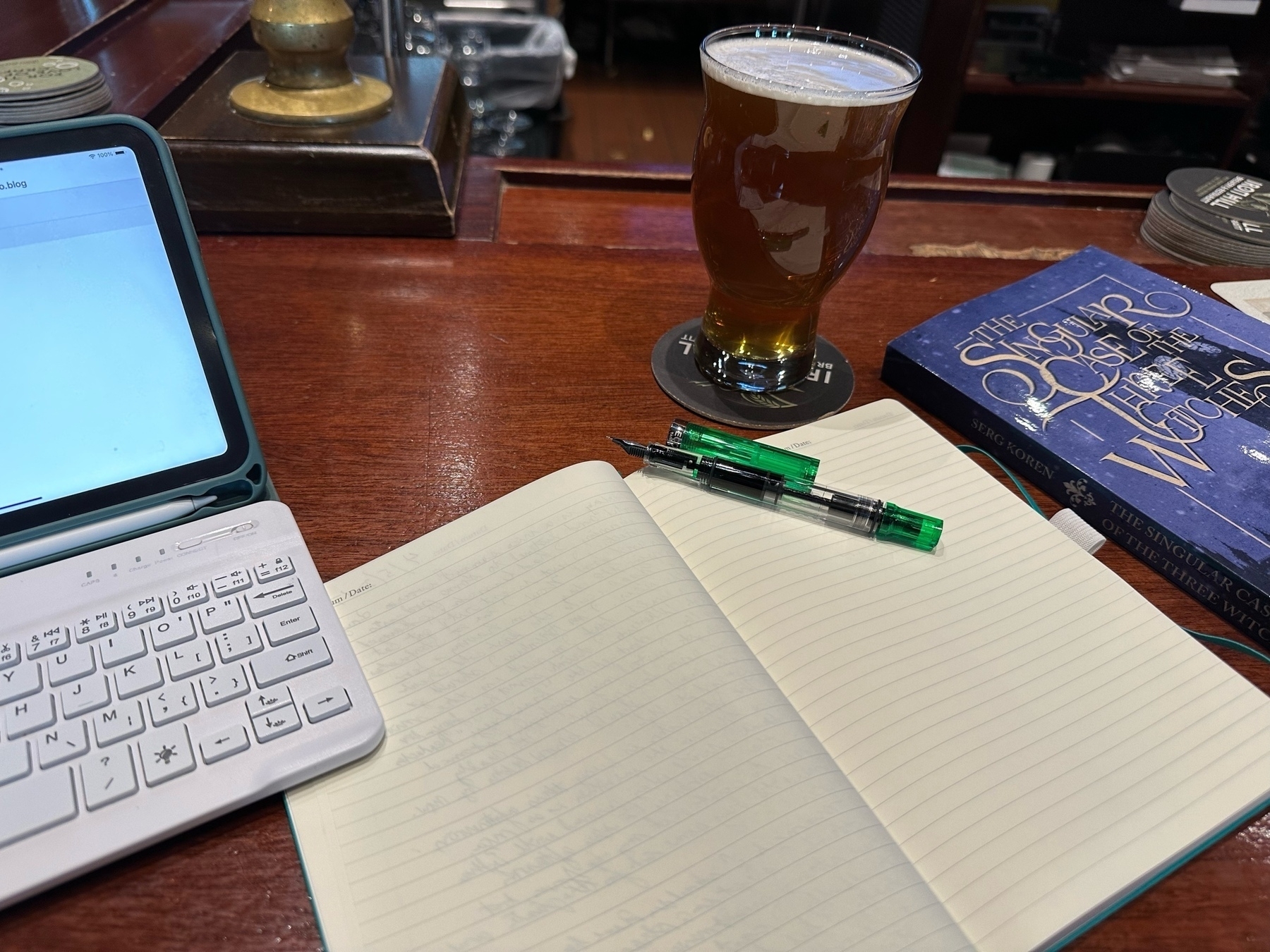 writing set up in restaurant 
