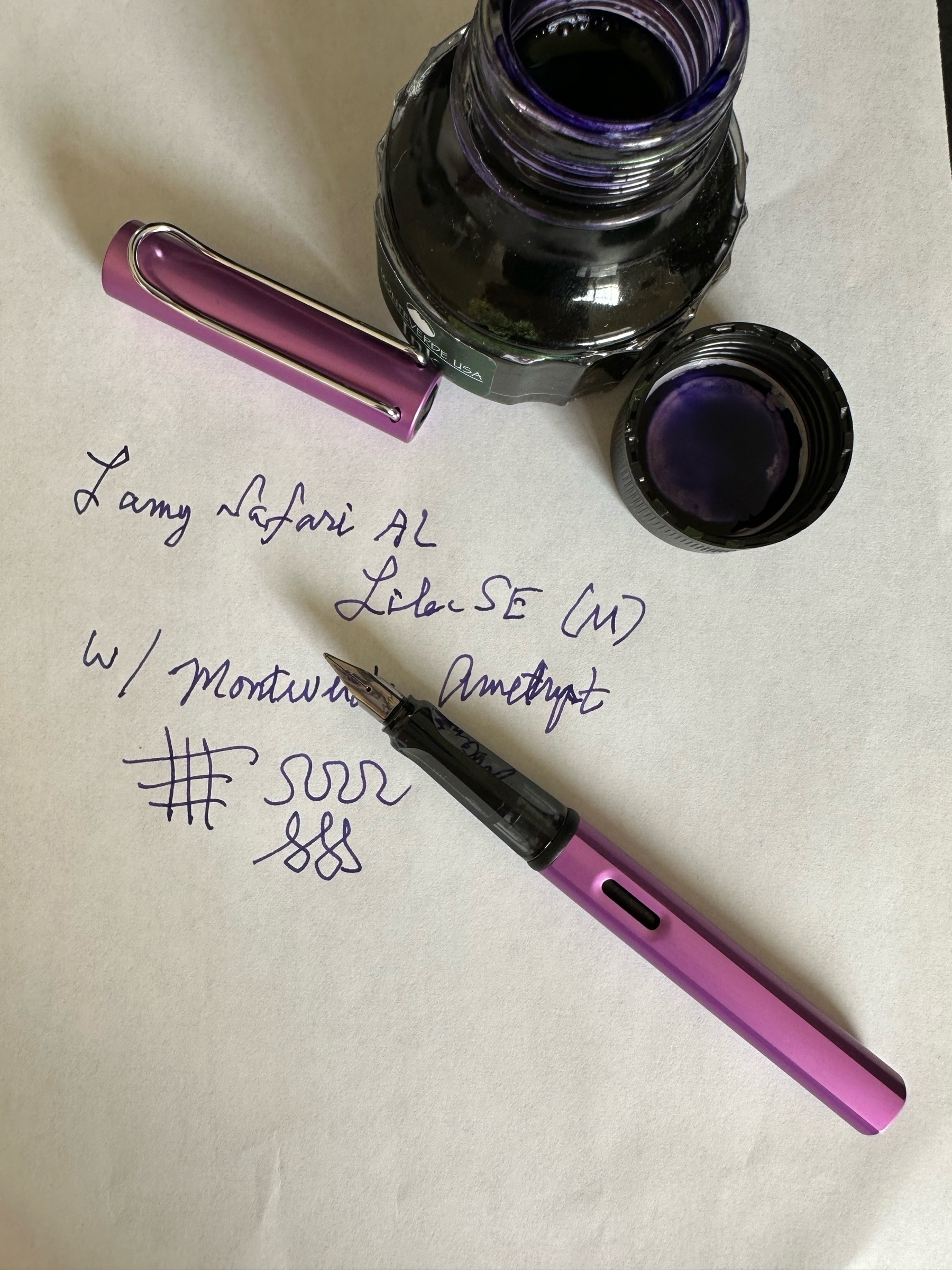 Fountain pen and sample.