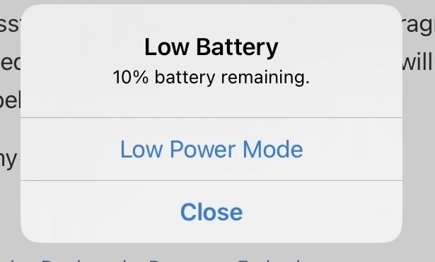 Low Battery warning on iOS