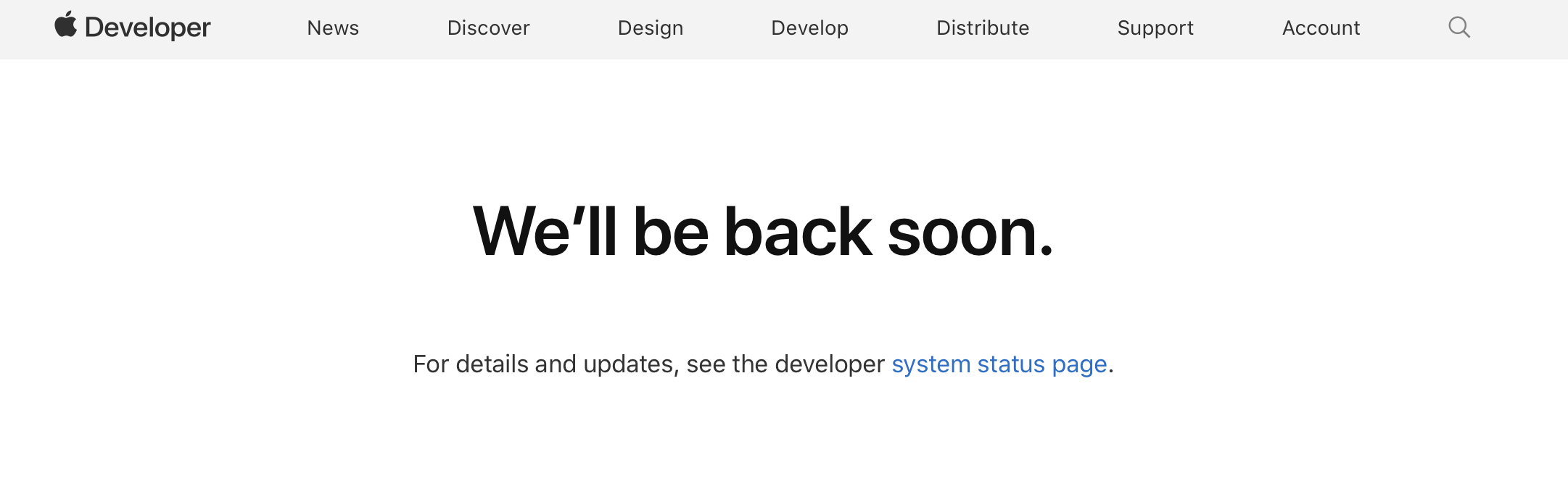 Apple dev page down for wwdc