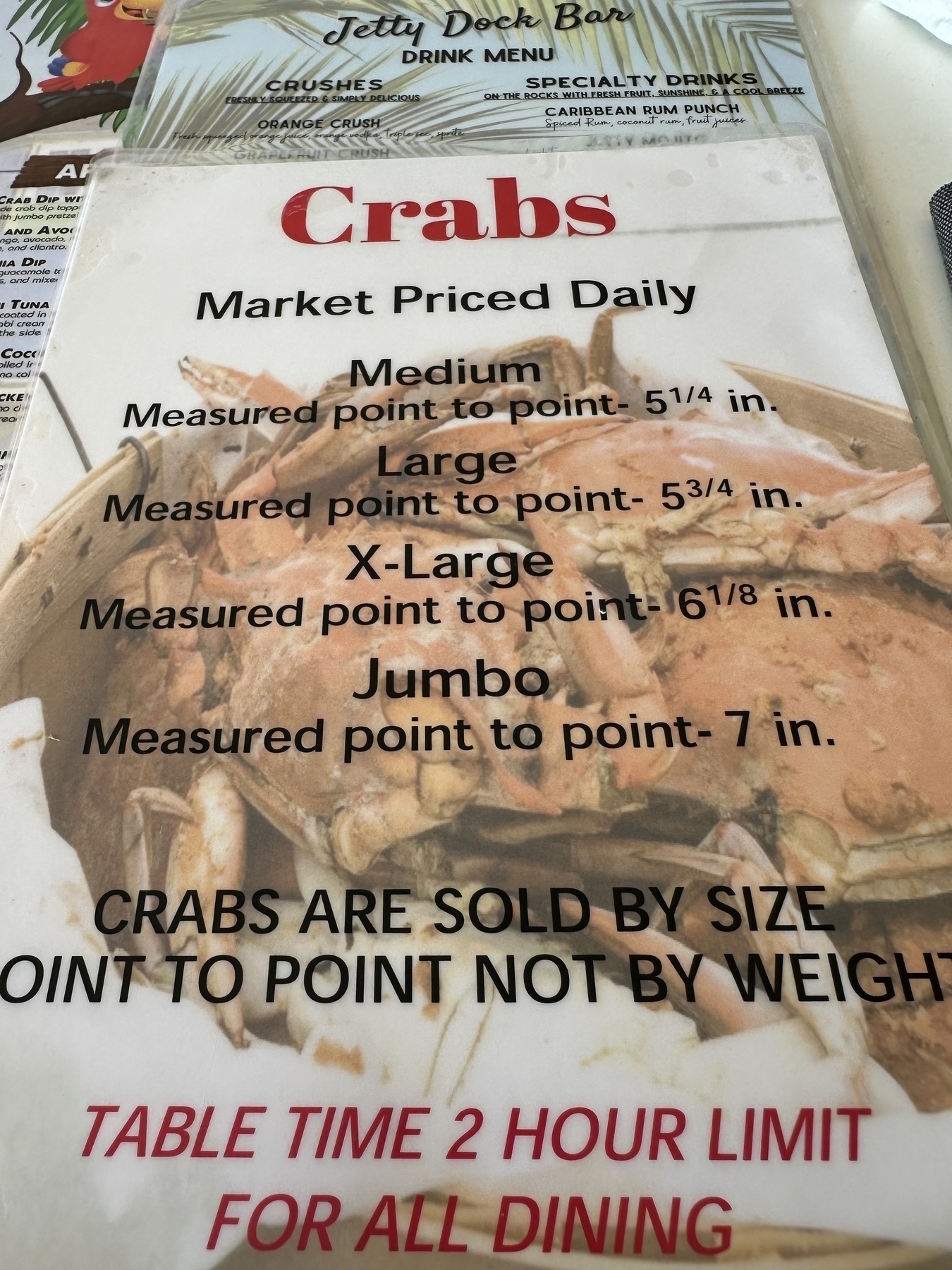 Crabs menu 
