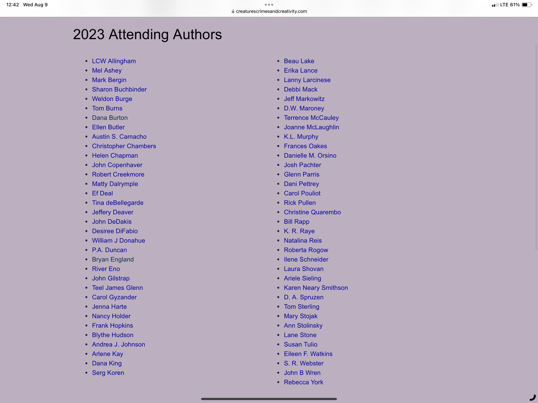 Attending authors list.