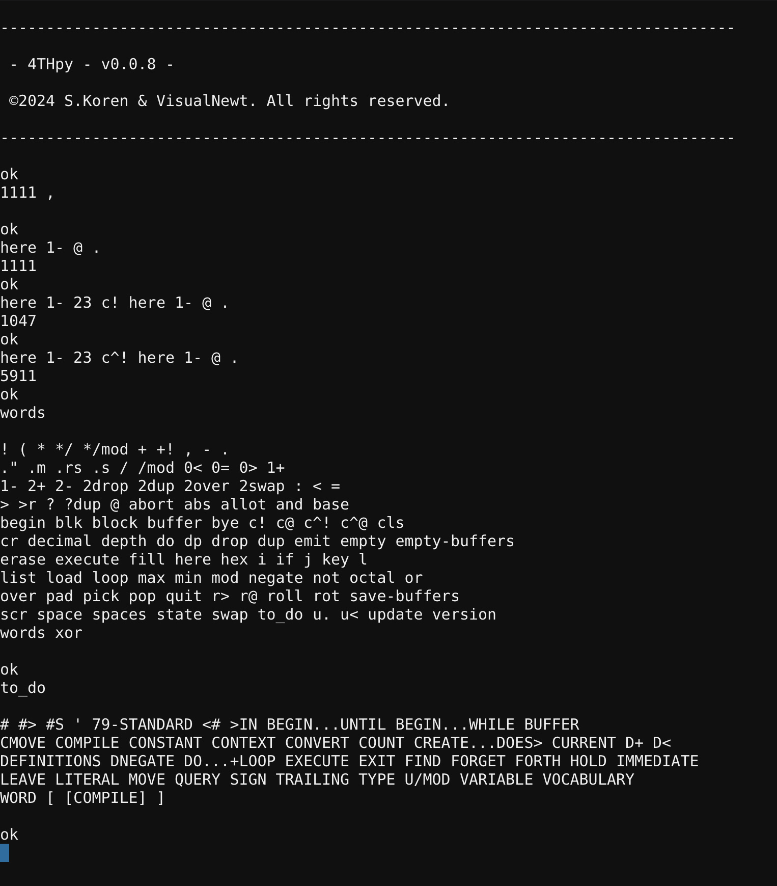 Screenshot of byte operations.
